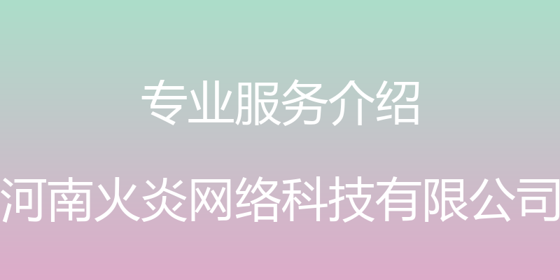 专业服务介绍 - 河南火炎网络科技有限公司