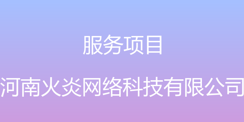 服务项目 - 河南火炎网络科技有限公司